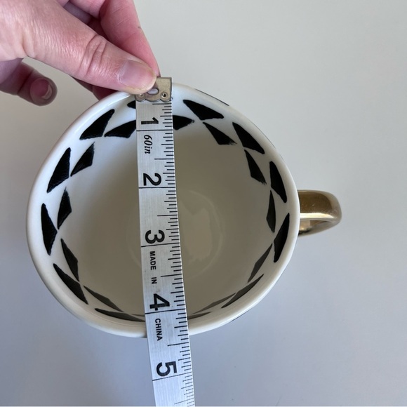 World Market Geometric Mug with Gold Handle Black and White Triangles - Picture 8 of 8